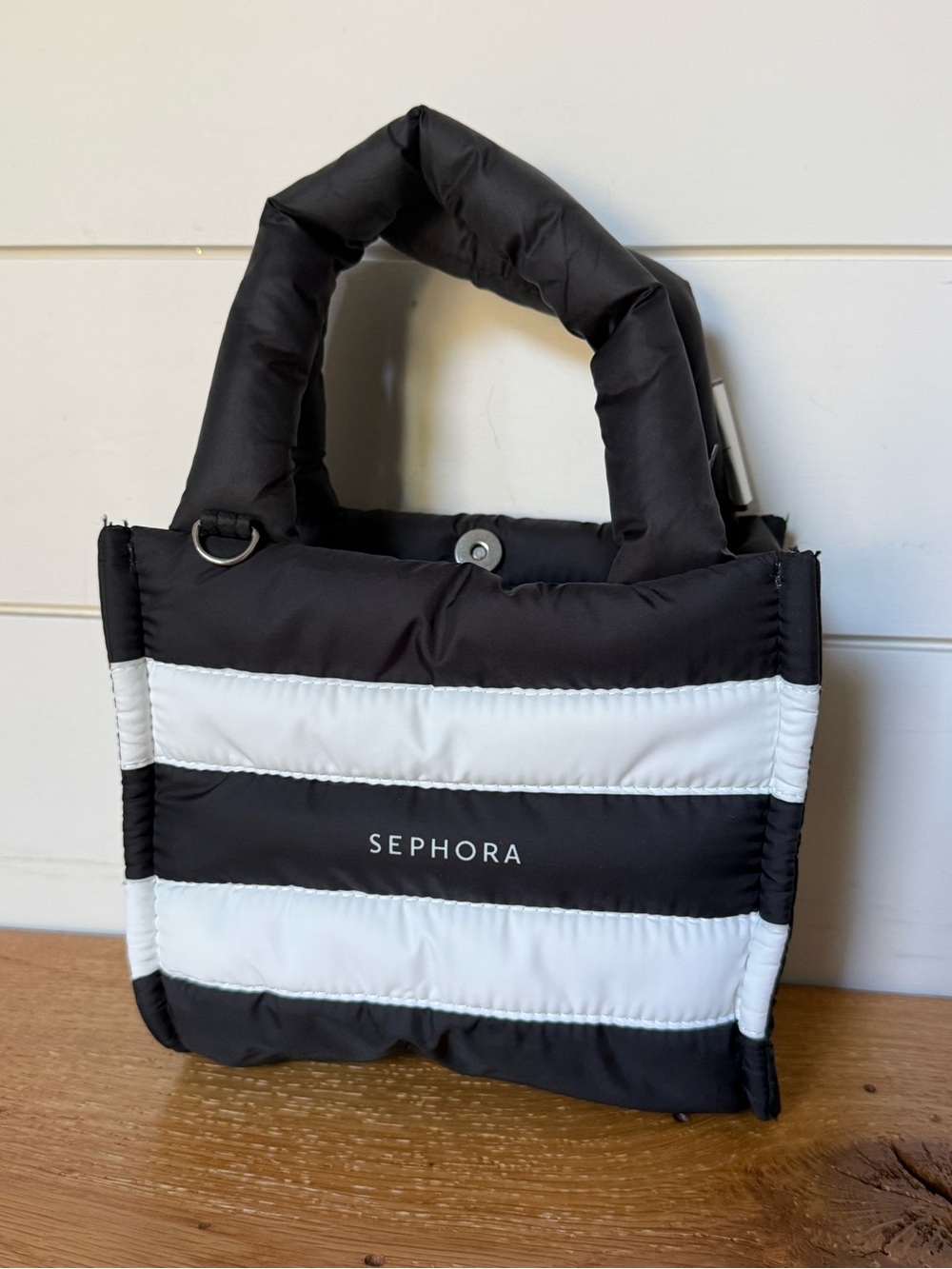 Sephora Mini PUFFY Tote Black White Reusable Limited Edition